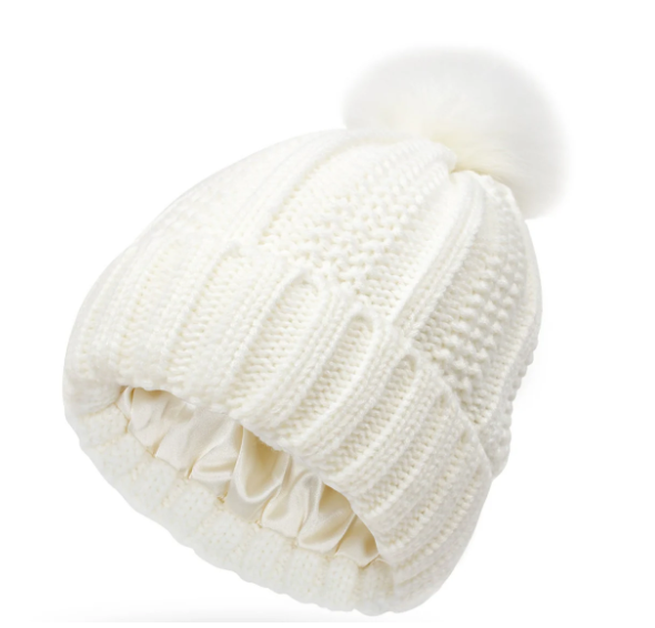 The Silk Beanie with pom pom