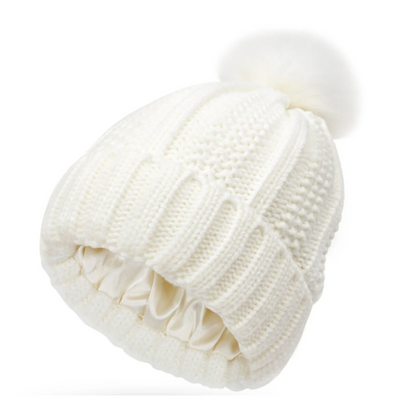 The Silk Beanie with pom pom