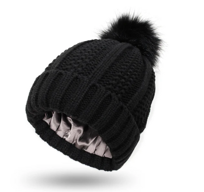 The Silk Beanie with pom pom