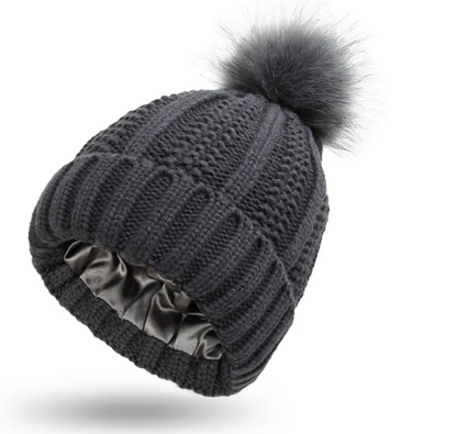 The Silk Beanie with pom pom