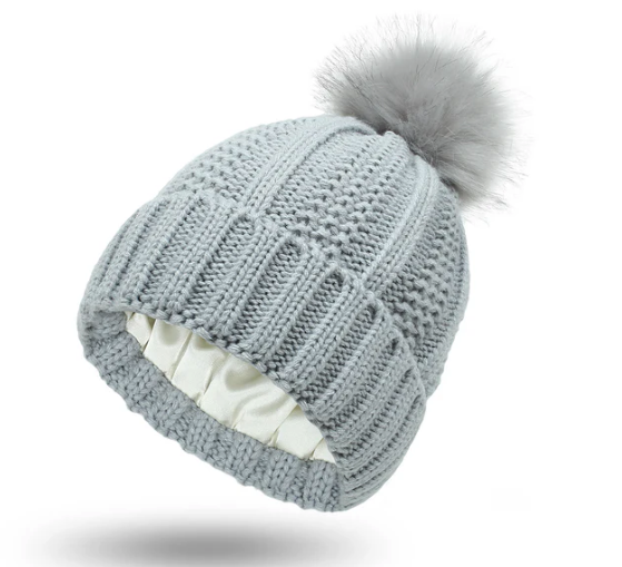 The Silk Beanie with pom pom